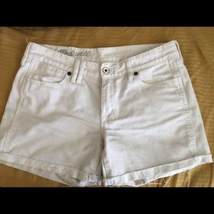 Madewell White Denim Distressed Shorts